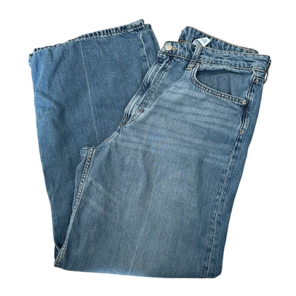 H&M Classic Blue High Waisted Wide Leg Relaxed Fit Light Weight Denim Jeans